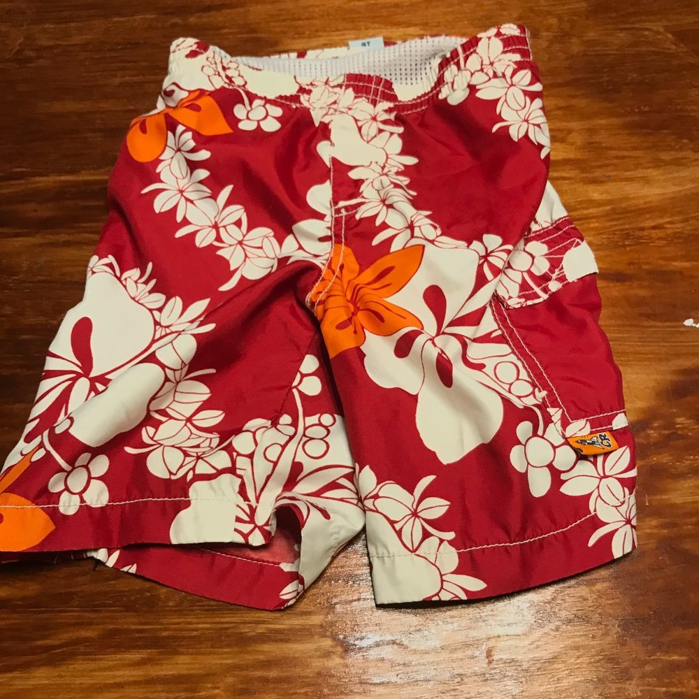 Charlie Rocket Boys Baby Swim Trunks Tropical Red